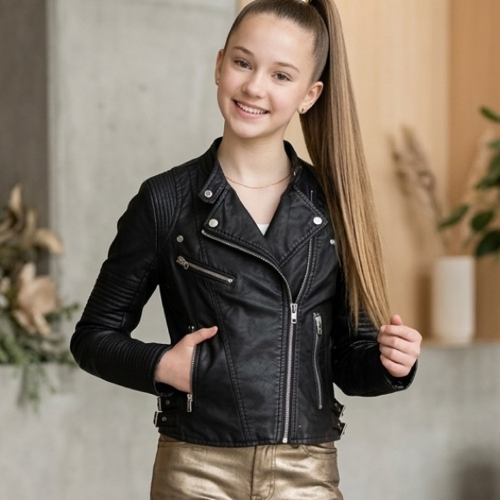Blank NYC Black Leather girls Jacket - size medium